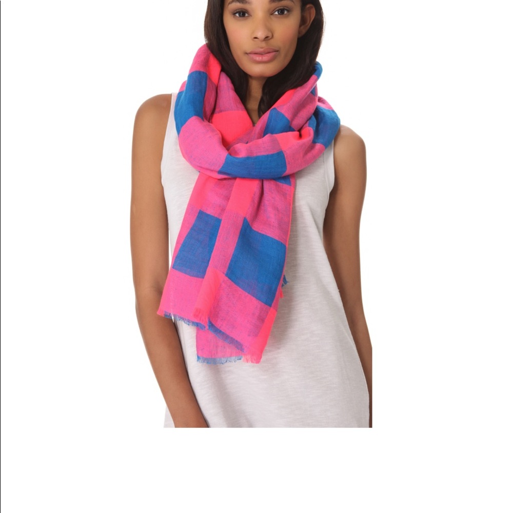 MARC By Marc Jacobs Stacey Gingham Scarf Blue/Pink - Picture 3 of 15